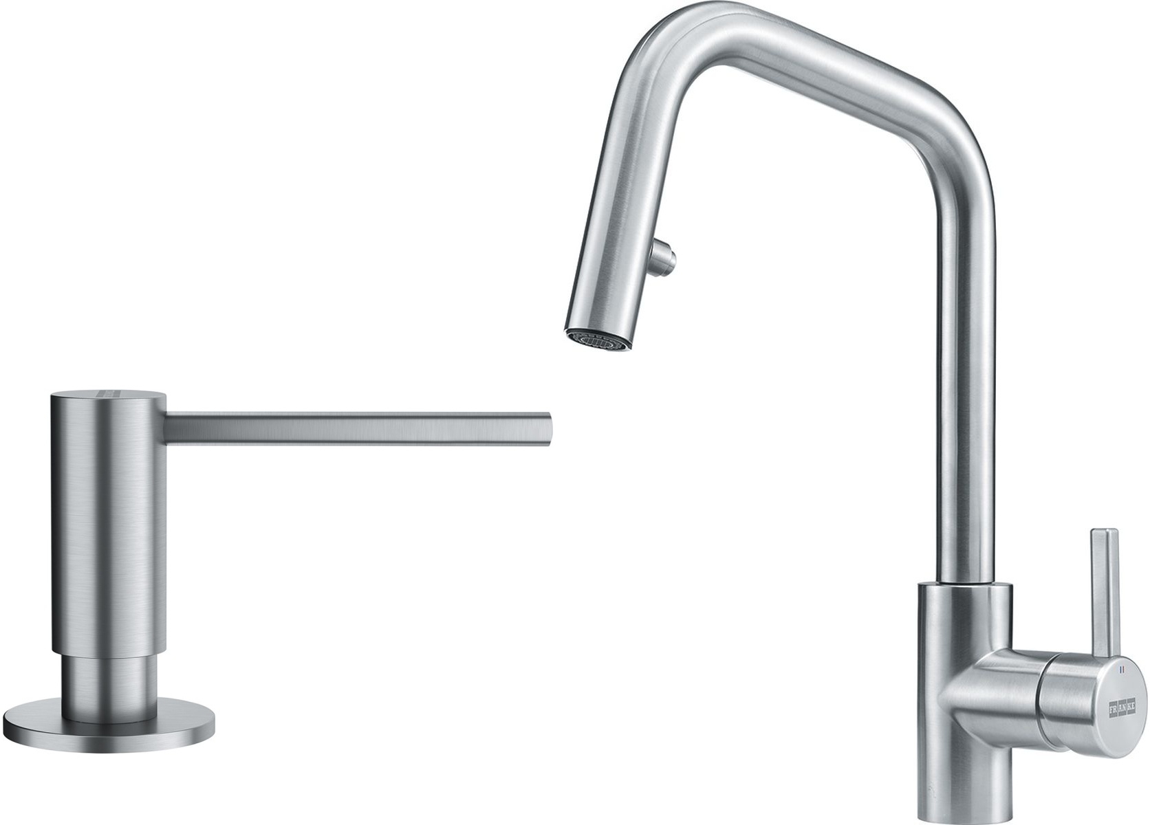 Zestaw Franke Eos bateria kuchenna stojąca z dozownikiem do płynów 350 ml stal szlachetna (1150529207, 1120717084) - Wysyłka w 24h