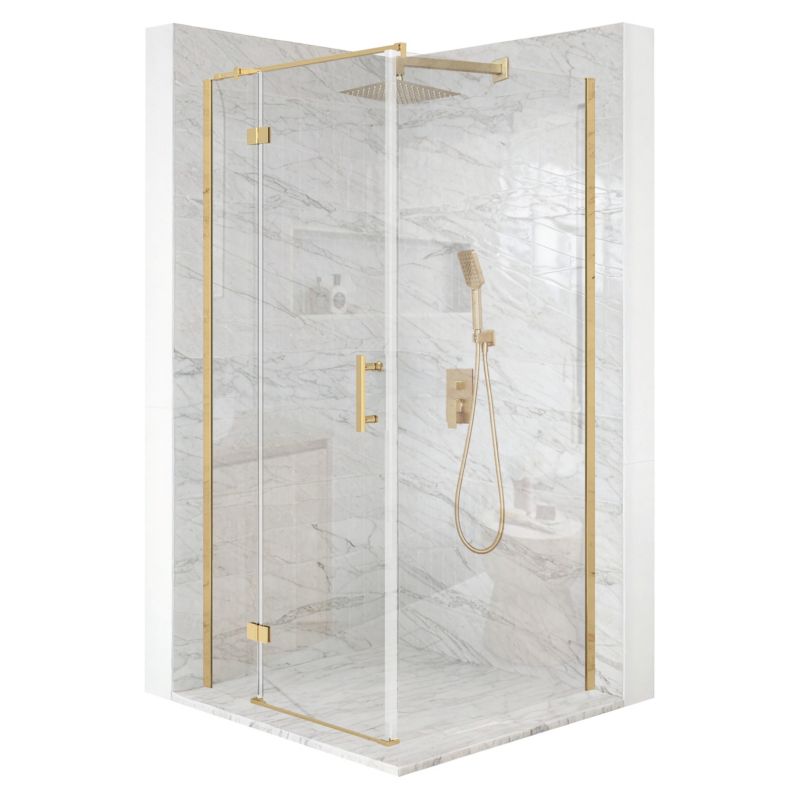 Kabina prysznicowa TECHGLOBE 90x90cm drzwi uchylne złota szkło ESG 6mm + powłoka 1 szt.