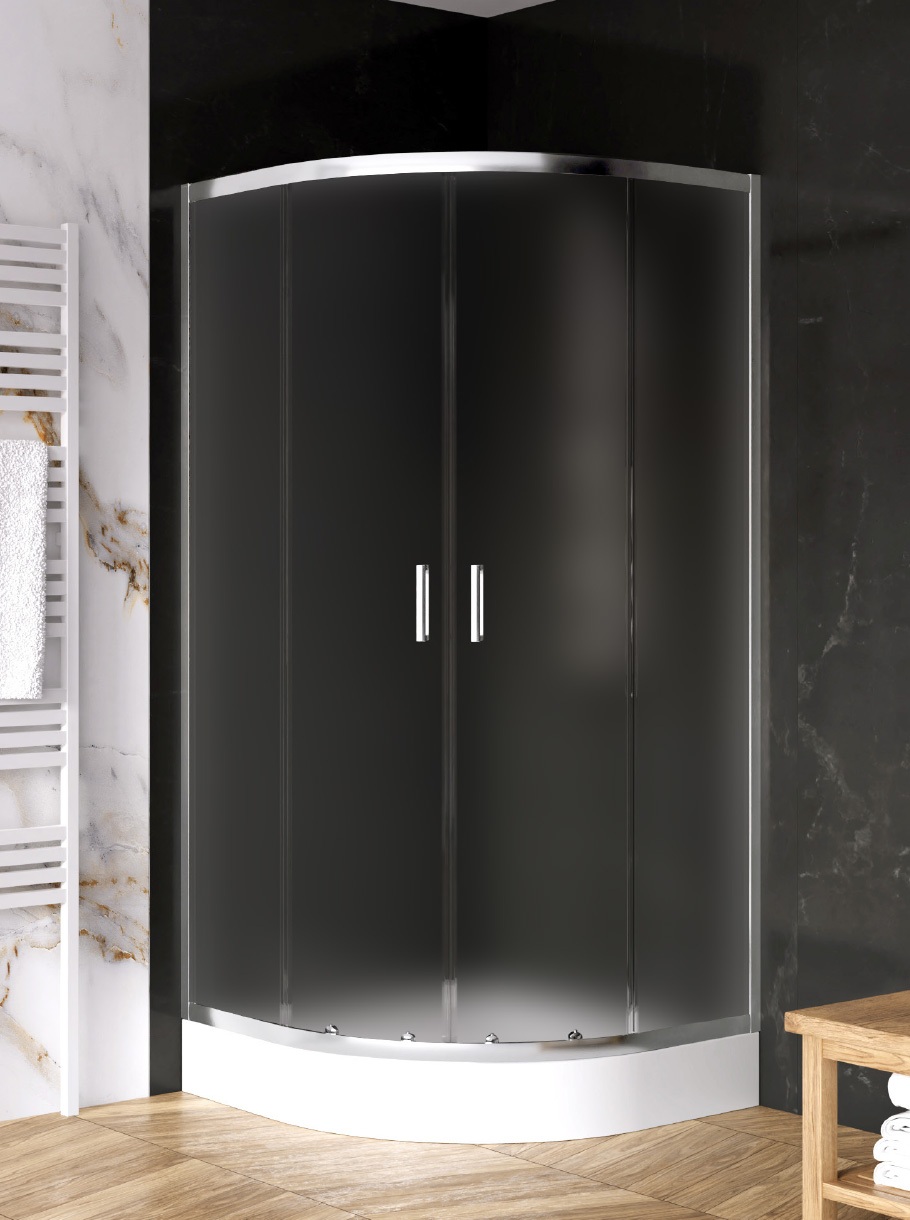New Trendy Suvia kabina prysznicowa 90x90 cm półokrągła chrom połysk/szkło satynowe K-5120 - Wysyłka w 24h