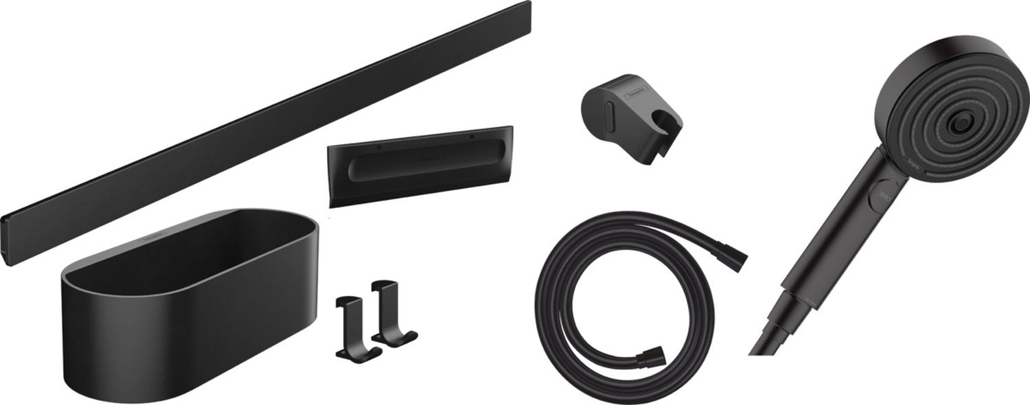 Hansgrohe WallStoris zestaw prysznicowy z akcesoriami czarny mat 24291670