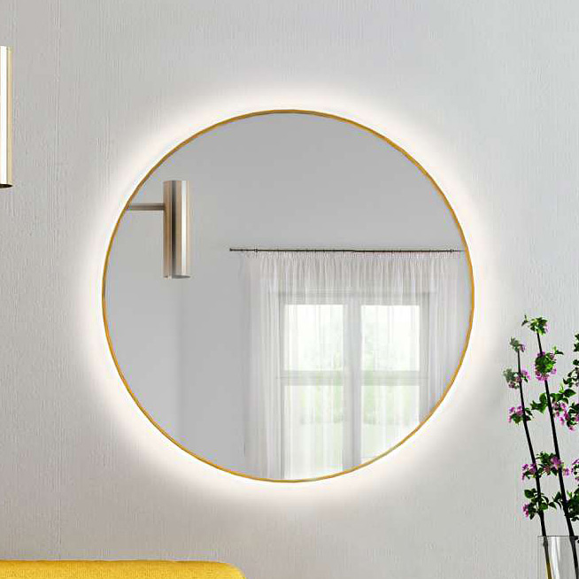 Baltica Design Bright lustro 90 cm okrągłe z oświetleniem LED złote barwa ciepła - Wysyłka w 24h