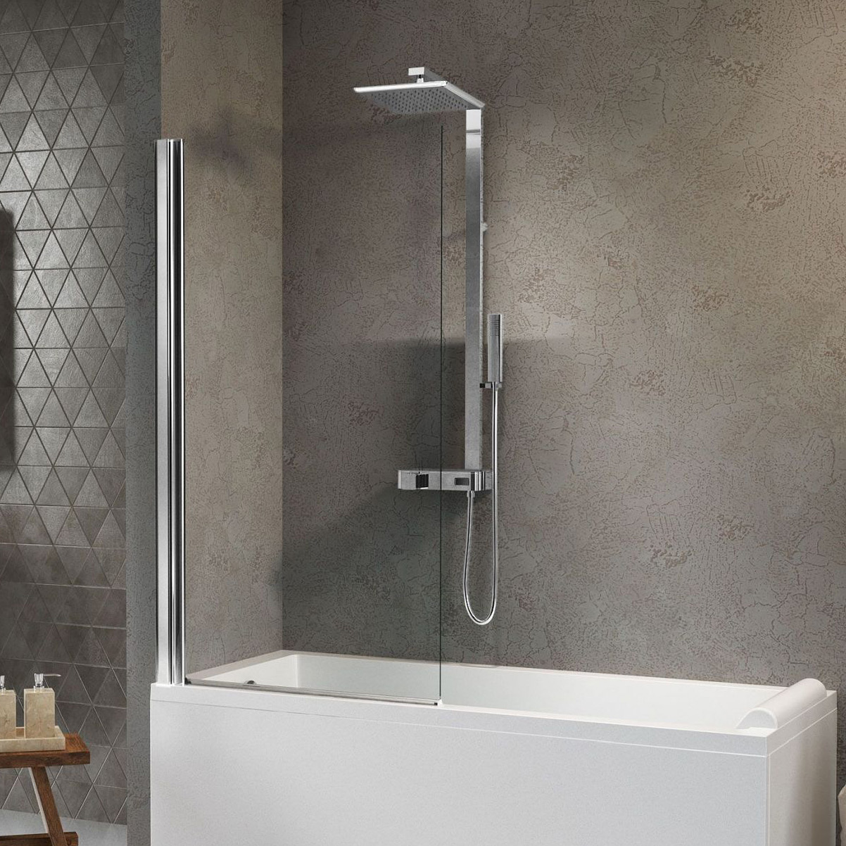 Novellini Aurora 1 parawan nawannowy 80 cm chrom/przezroczyste AURORAN180-1K