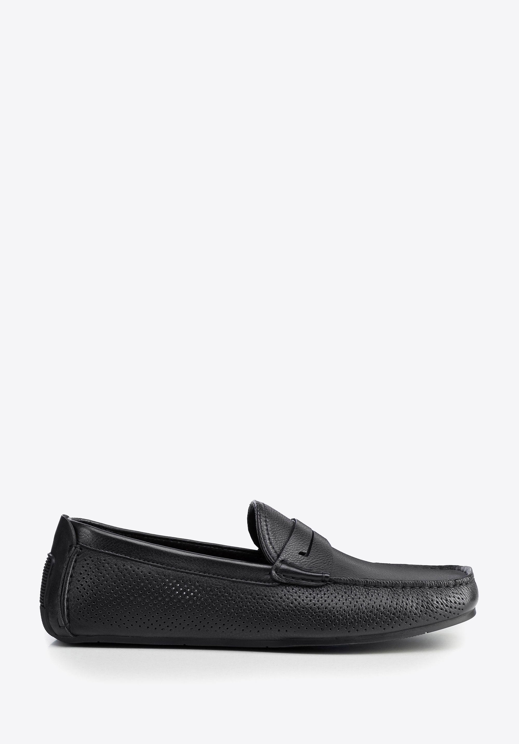 Męskie półbuty slip-on ze skóry czarne