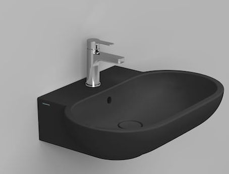 Darmowa Dostawa - Umywalka 65x46 cm owalna ścienna czarna Ceramica Dolomite Mirto D461181
