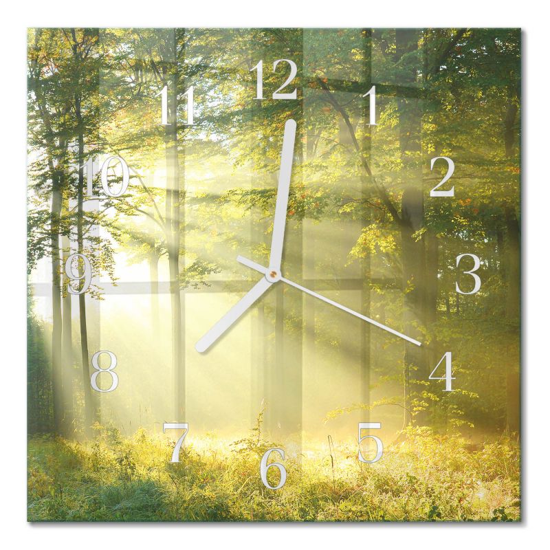 Designerski Zegar Ścienny Tulup 30x30 cm z Białymi Wskazówkami Las 1 szt.