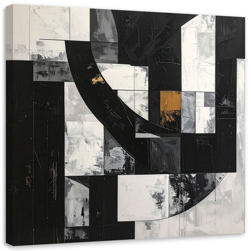 Obraz do salonu sypialni biura Feeby Geometryczna abstrakcja czarno biała 60x60cm 1szt