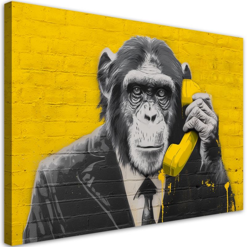 Obraz na płótnie Feeby Małpa Pop Art Żółty 120x80cm 1szt