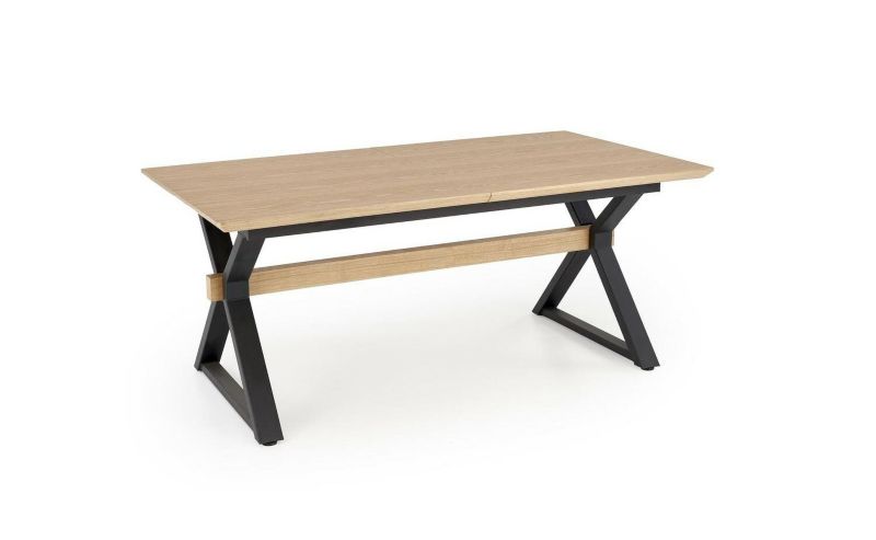 Stół Lorete INTESI nowoczesny drewniany blat czarne nogi 100x180-300 cm rozkładany do jadalni do salonu 1 szt.
