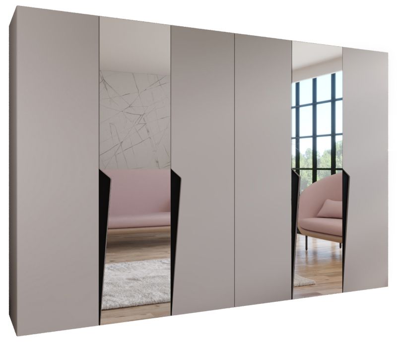 Szafa uchylna z lustrem z lustrem otwierana Abiks PIANO 2 300 (2x150) wys 202 cm Kaszmir + Czarny 1 szt