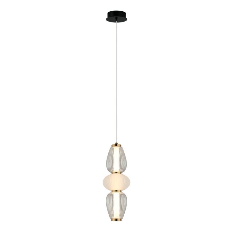 Lampa wisząca Italux Gastel 0318 czarno-biała-przezroczysty-złota dekoracyjna wbudowany LED 16W 1 szt.