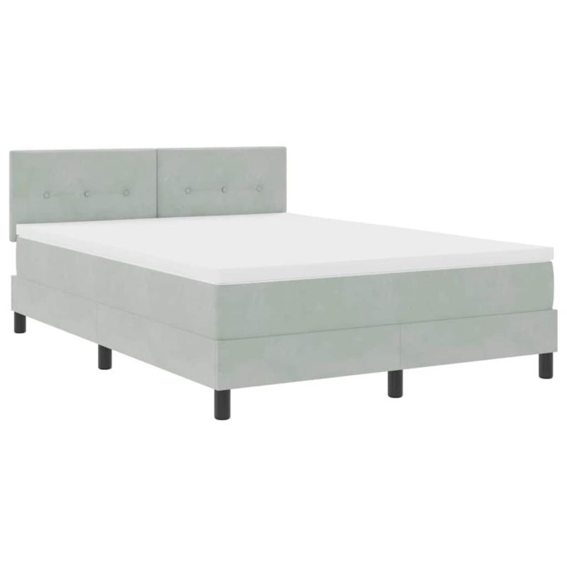 Łóżko z materacem WaszeMeble 135x190 cm Jasnoszary aksamit z LED WM-3342650 1 szt.