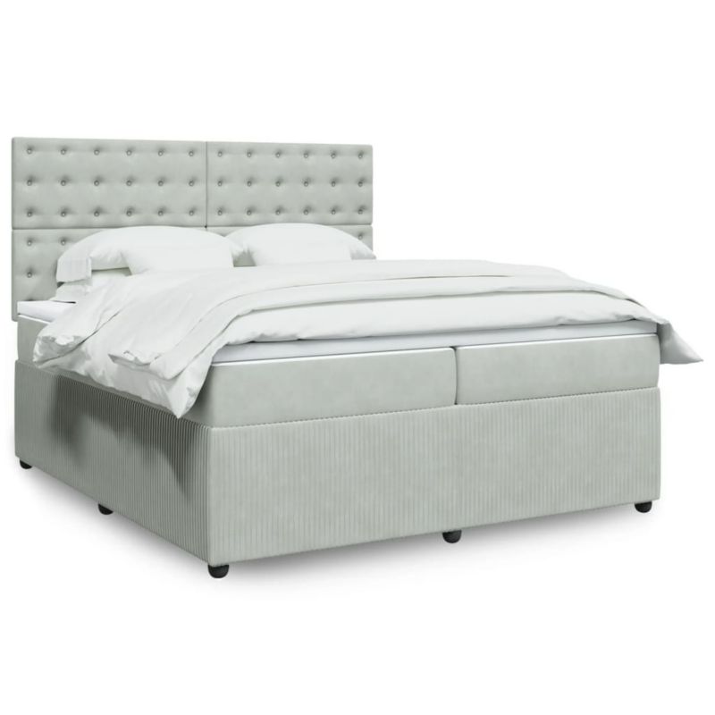 Łóżko kontynentalne WaszeMeble 200x200 cm jasnoszare WM-3292442 1 szt.