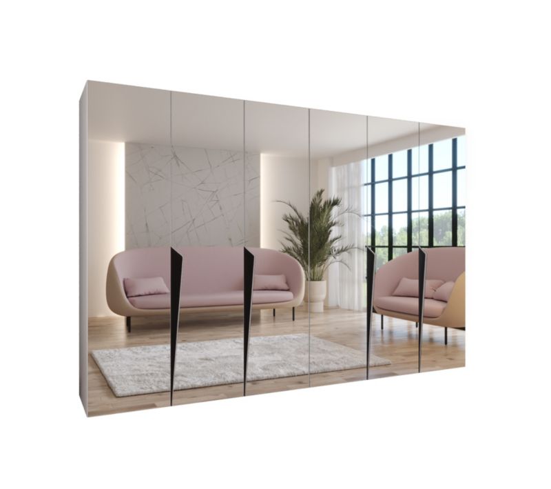 Szafa uchylna z lustrem z lustrem otwierana Abiks PIANO 3 300 (2x150) wys 202 cm Biały + Czarny 1 szt