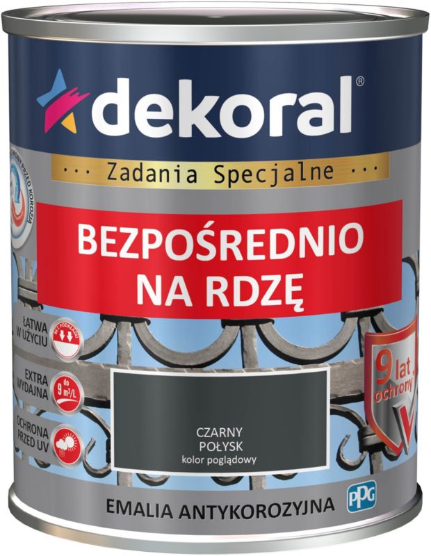 Emalia antykorozyjna Dekoral czarny połysk 0,65 l