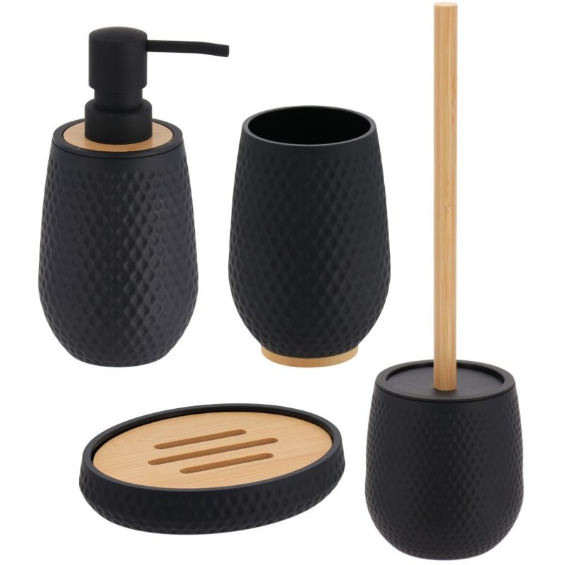 Zestaw akcesoriów łazienkowych Tendance Tova czarny bambus 11x11x39 cm 1 kpl.