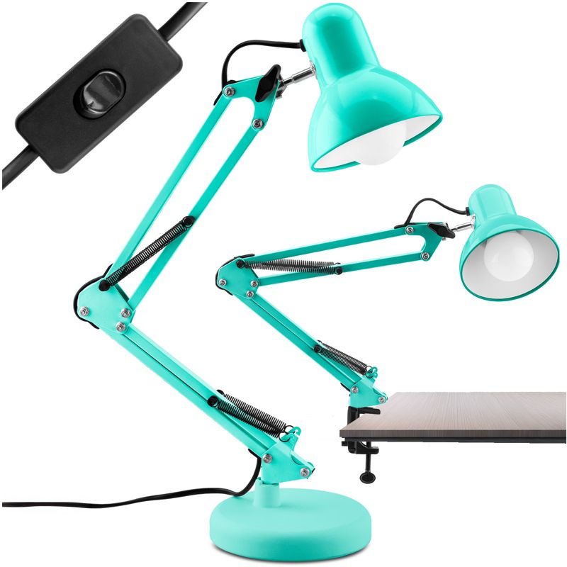 Lampka Biurkowa Lumiled Kreślarska Stołowa E27 Miętowa z Uchwytem na Blat 1 szt.