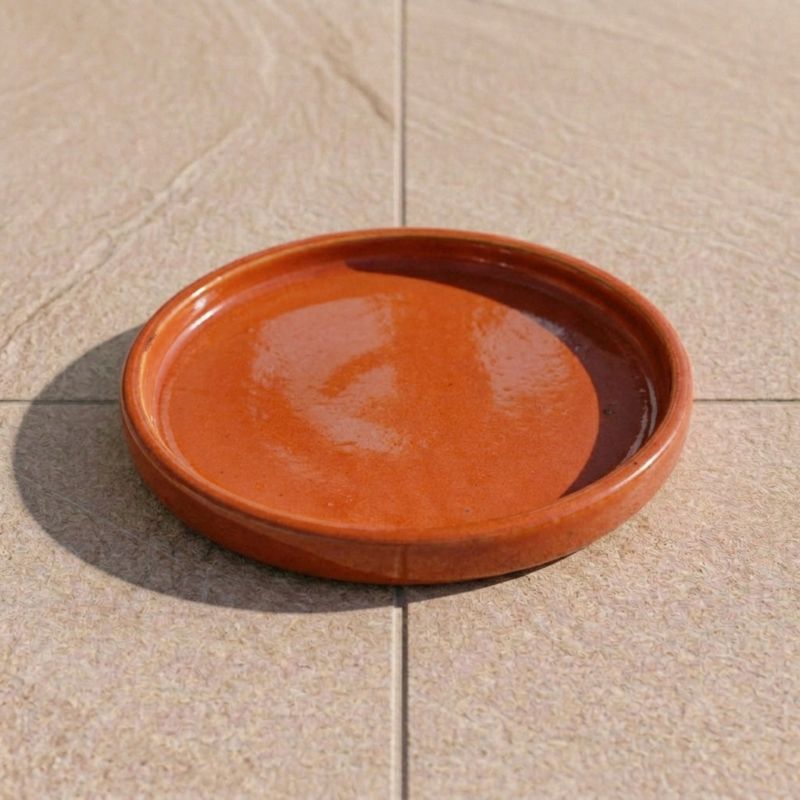 Podstawka pod doniczkę ceramiczna Provencelia R43 Jasnoróżowy, sred.35 x H5 cm, mrozoodporna, rękodzieło, szkliwiona 1 szt.