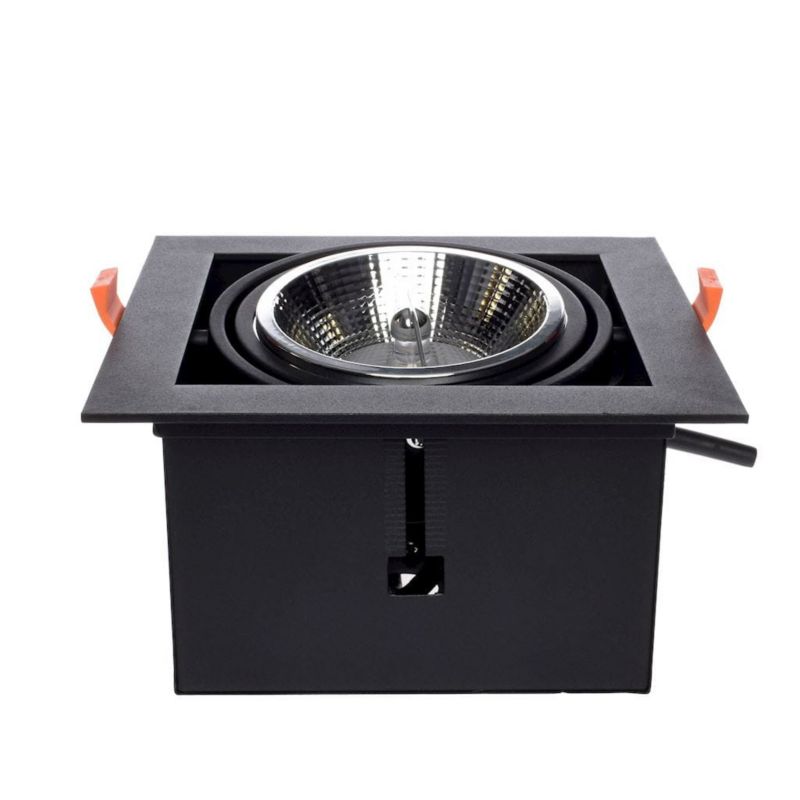 Oprawa sufitowa wpuszczana Milagro Plaza czarna ruchoma 1 x AR111 x 35W IP20 wym: 19 x 19 cm kwadratowa - 1 szt.