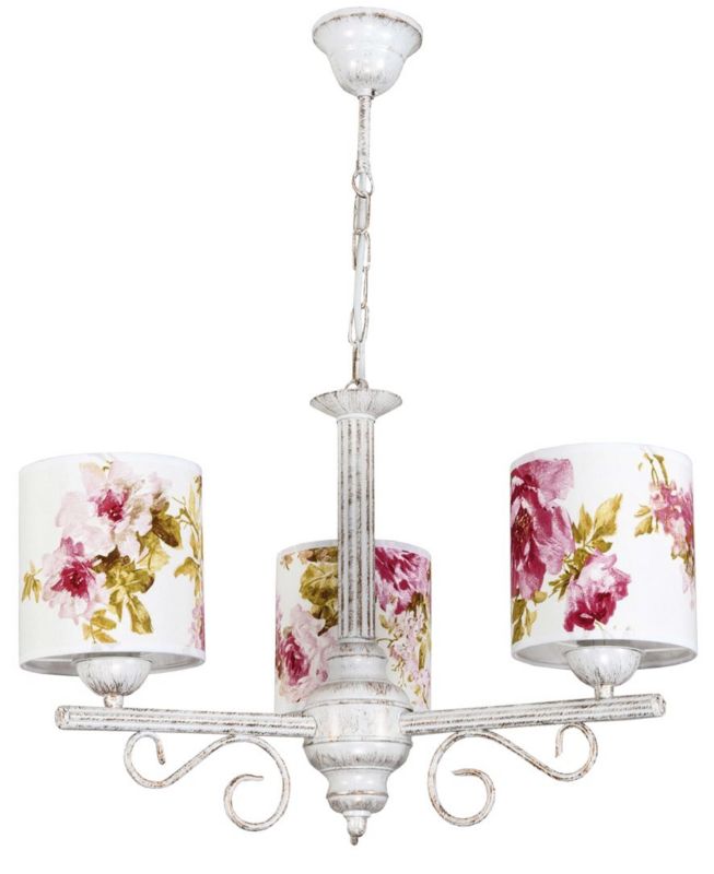 Lampa wisząca EDYLIT żyrandol 3xE27 abażur w kwiatki vintage MORGAN 9-882 1 szt.