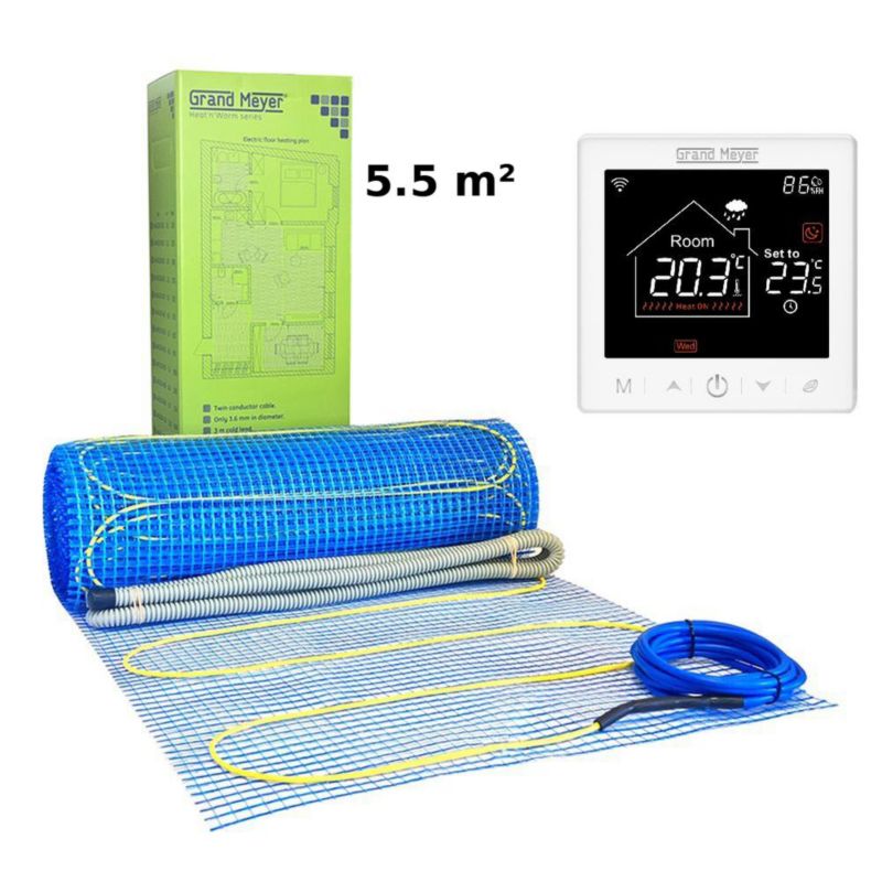 Zestaw Mata grzewcza 5.5 m² 170 W/m² + Termostat Wi-Fi programowalny SN-10, 1 szt.