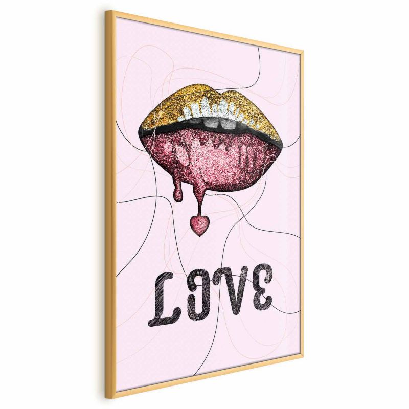 Plakat Artgeist Płynne usta 21x30 cm z ramą złotą 1 szt