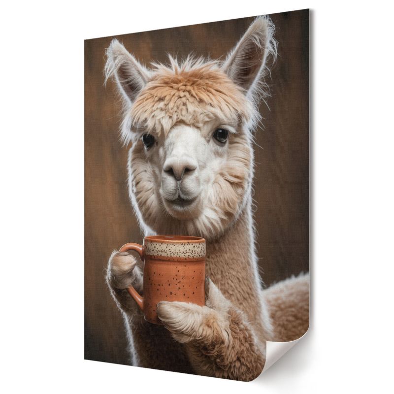 Plakat na ścianę Wallfluent Format A1 Alpaka z kawą Artysta Rin 1 szt.