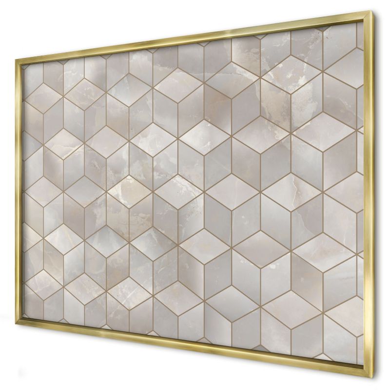 Ozdobna tablica na magnesy Wallfluent 100x70 sześcienne tło w złotej ramie 1szt