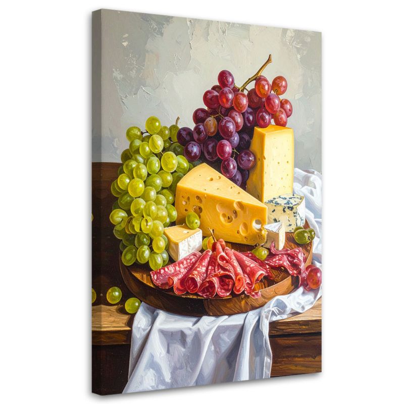 Obraz pionowy do kuchni jadalni restauracji Feeby Deska wędlin i serów 60x90cm 1szt