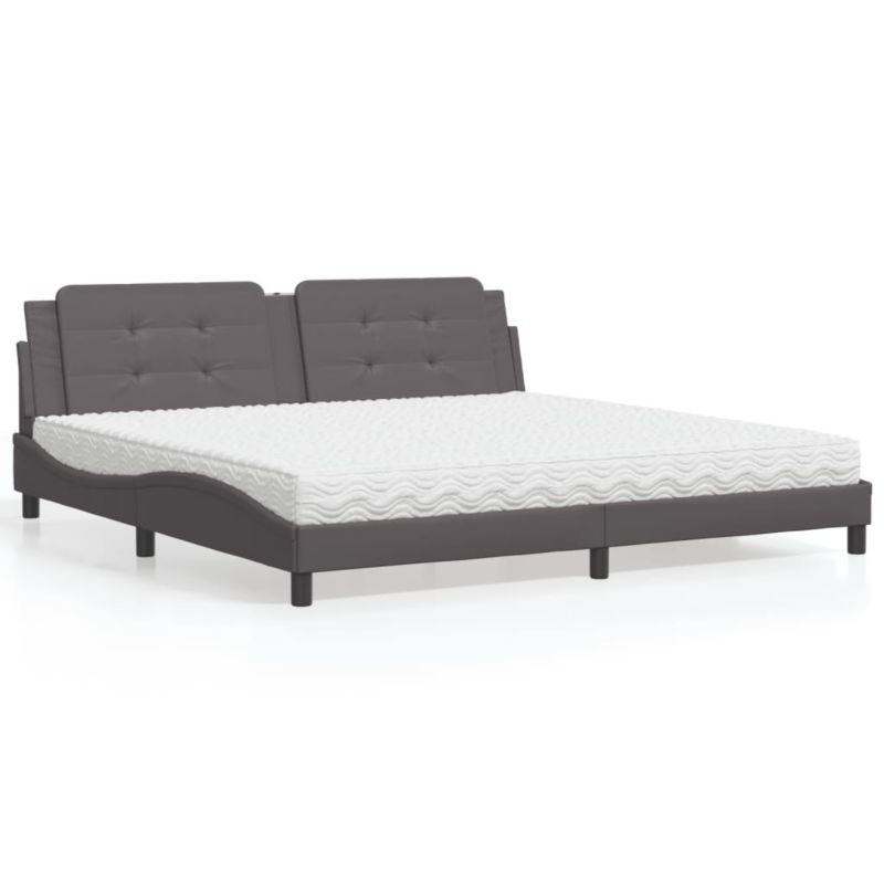 Łóżko z materacem szare sztuczna skóra WaszeMeble 200x200 WM-3208890 1 szt.