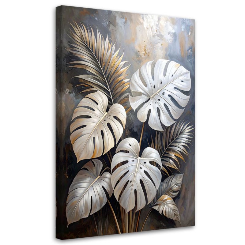 Obraz do salonu sypialni kuchni biura Feeby Liście monstery i palmy 70x100cm 1szt