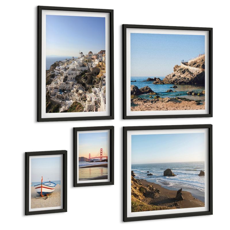 Galeria 5 Obrazów ArtPrintCave (2x50x50+2x20x30+40x60cm) Czarna rama Górskie jeziora natura pejzaż 1 kpl.