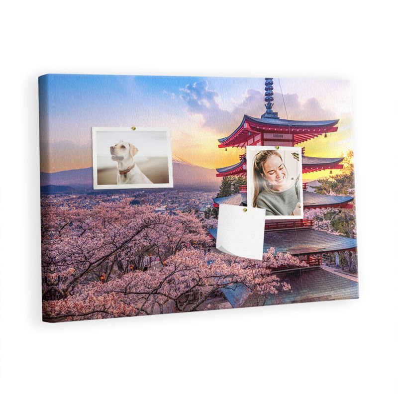Tablica Korkowa Tulup 60x40 cm Japońskie budownictwo Obraz dekoracyjny ścienny Pinezki drewniane 1 kpl