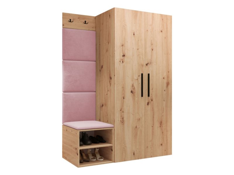 Garderoba MIRJAN 24 Medi IV dąb artisan + różowy 1 kpl.