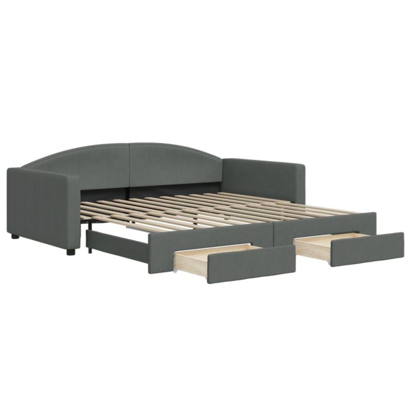 Sofa rozkładana WaszeMeble 100x200 cm Ciemnoszary tkanina z szufladami WM-3197230 1 szt.