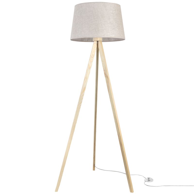 Lampa podłogowa trójnóg Light Home Len 1x E27 60W stożek jasnobeżowy/naturalny L01 1szt.