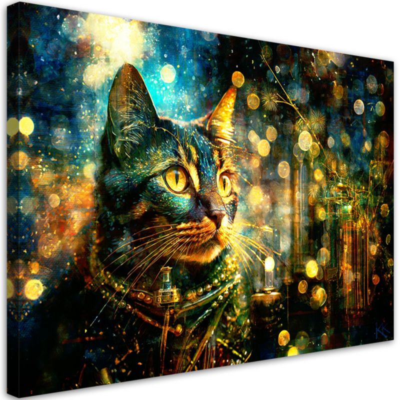Obraz do salonu pokoju nowoczesny Feeby Kot Abstrakcja Kolorowy 90x60cm 1szt