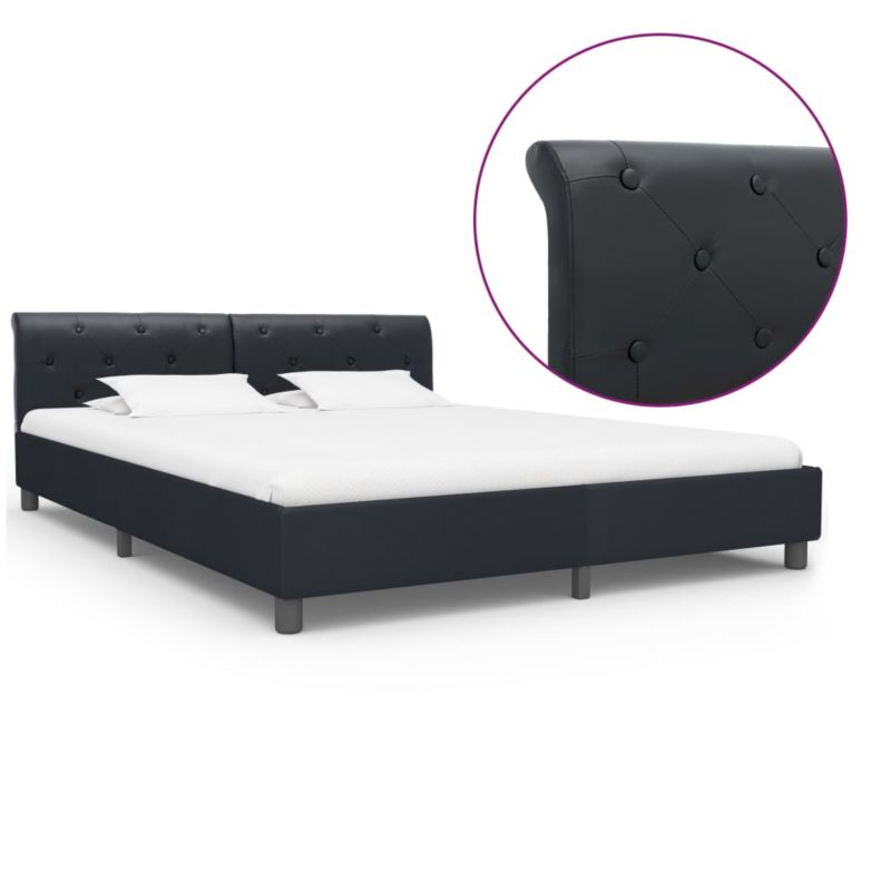 Łóżko tapicerowane WaszeMeble 180x200 cm Czarny MDF WM-284881 1 szt.