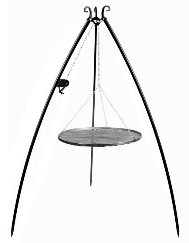 Grill na trójnogu TYLETEGOTU z kołowrotkiem 200 cm LARGO ruszt stal naturalna 50 cm 1 szt