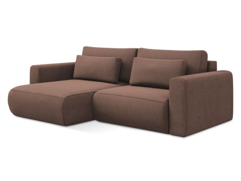 Narożnik lewostronny z funkcją spania LaMiaSofa PERUGIA z tkaniny strukturalnej 240x149 cm pudrowy róż 1 szt.