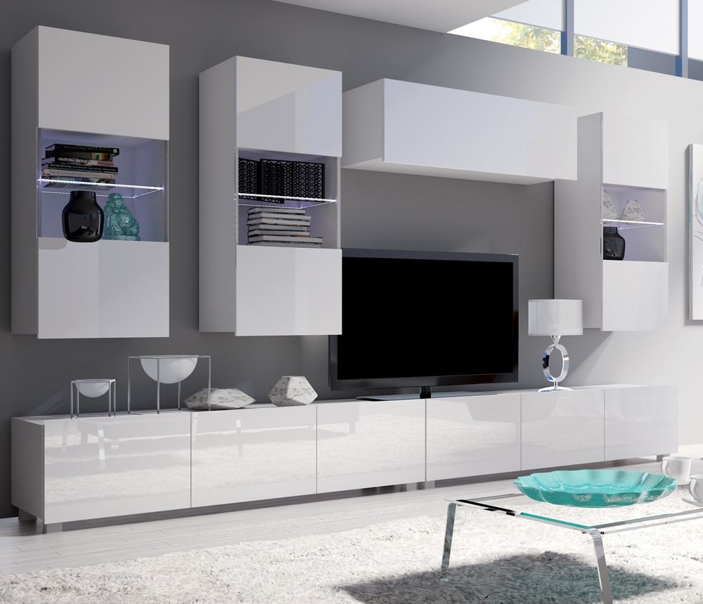 Zestaw mebli do salonu biały połysk MODERN 5
