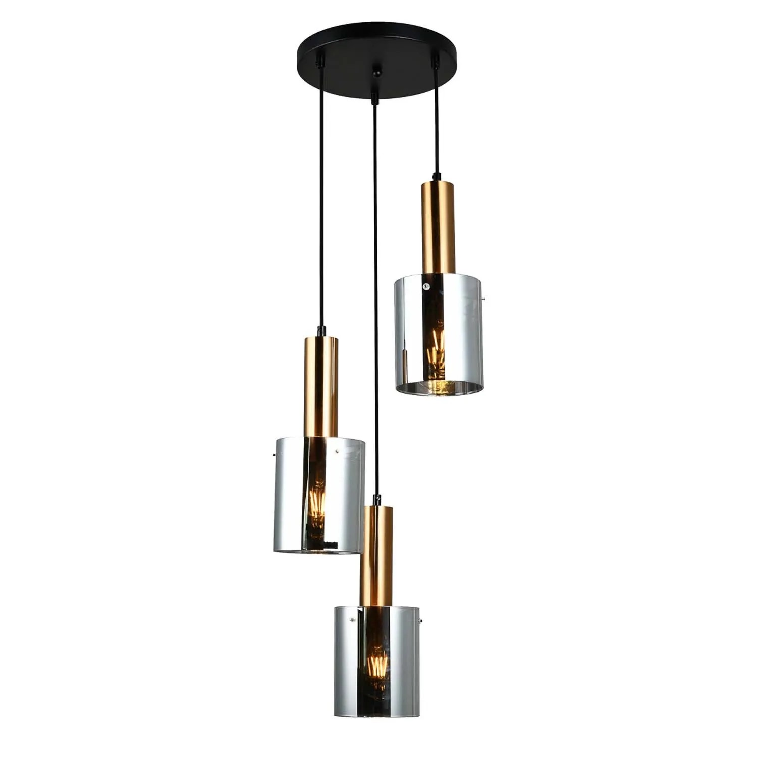 Italux Lampa wisząca SARDO plafon 3x40W E27 złota dymiona