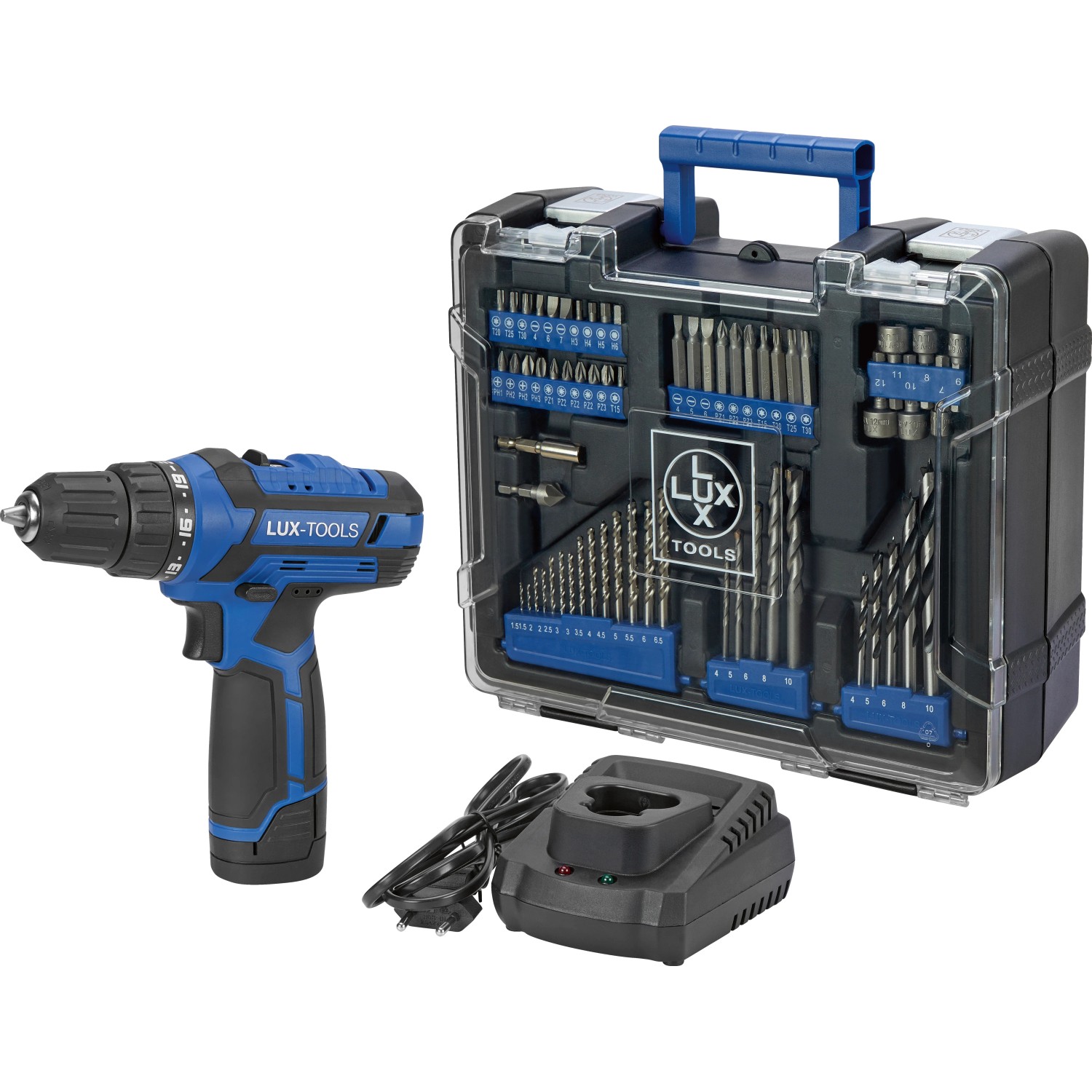 LUX-Tools Wiertarko-wkrętarka akumulatorowa A-BS-12-23 12V 2,0 Ah + akcesoria