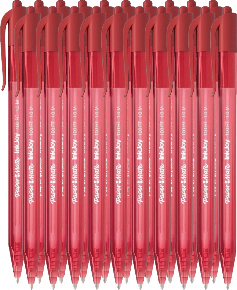 20x Długopis automatyczny Paper Mate, InkJoy 100RT, M (1mm), czerwony