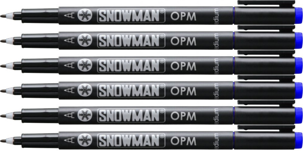 6x Foliopis permanentny Snowman OPM, średni, okrągła, 1mm, niebieski