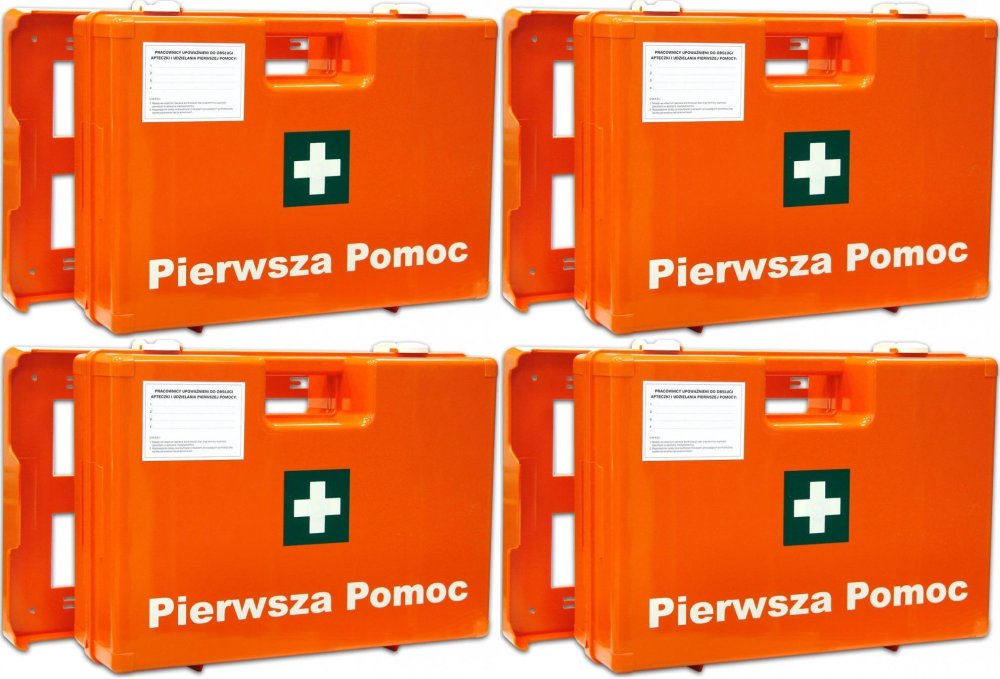 4x Apteczka przemysłowa przenośna PK-MOT K10.2, w walizce, z wyposażeniem (DIN 13157), pomarańczowy