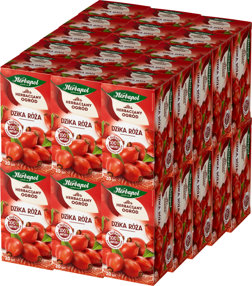 30x Herbata owocowa w torebkach Herbapol Herbaciany Ogród, dzika róża, 20 sztuk x 3.5g
