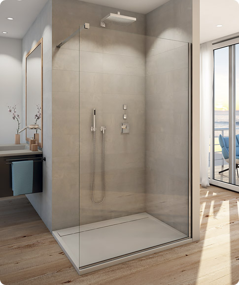 Ronal Easy Walk-In ścianka prysznicowa 140 cm wolnostojąca srebrny połysk/szkło przezroczyste STR4P1405007
