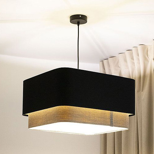 BPS Koncept Kwadro duo lampa wisząca 1x60 W czarna-beżowa KWD-006