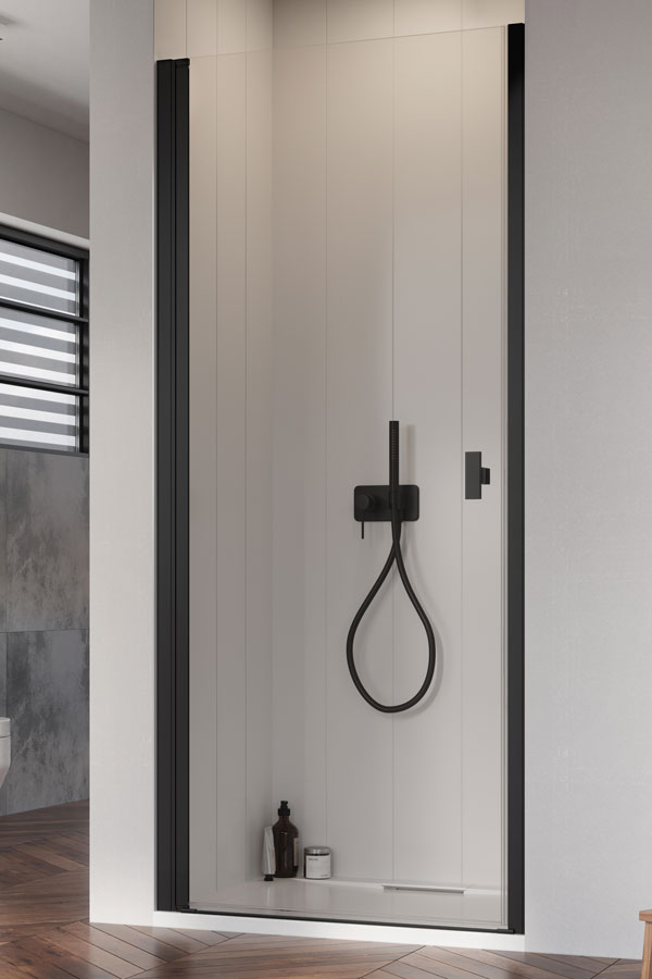 Radaway Nes 8 Black DWJ I drzwi prysznicowe 90 cm wnękowe lewe czarny mat/szkło przezroczyste 10076090-54-01L