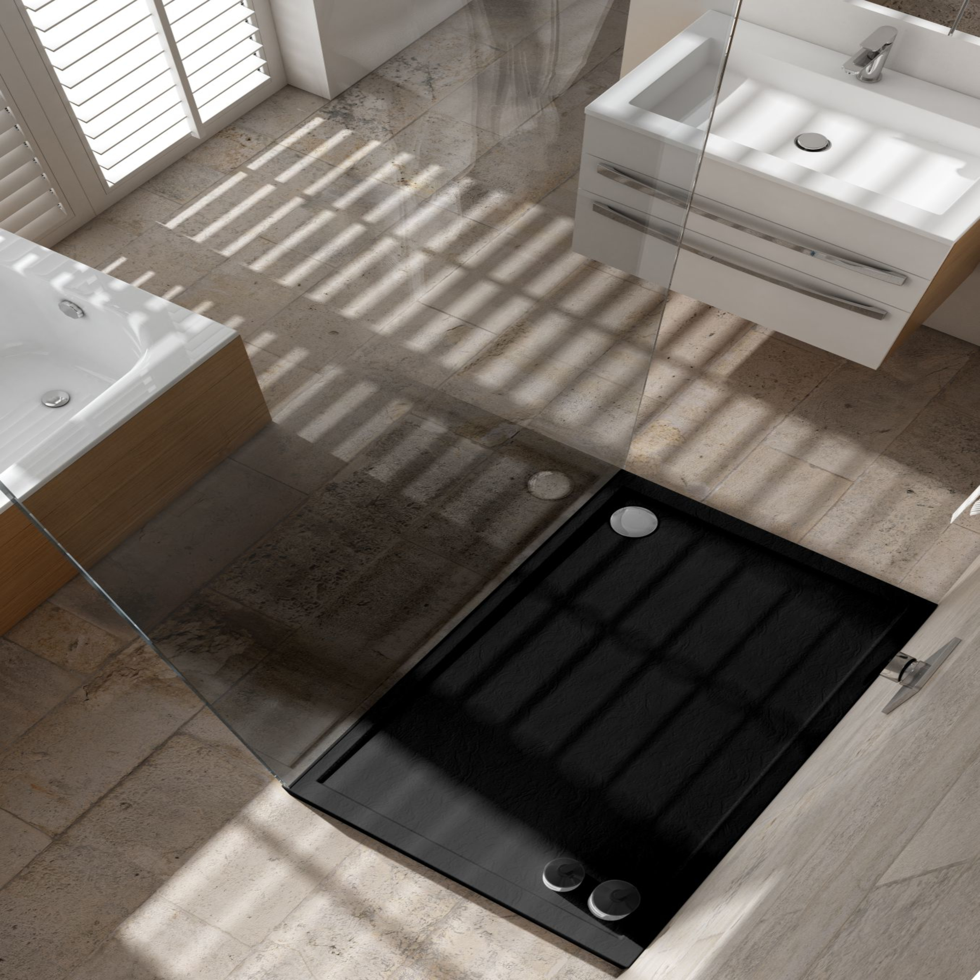 Schedpol Competia New Black Stone brodzik prostokątny 120x80 cm czarny 3.4638/C/ST